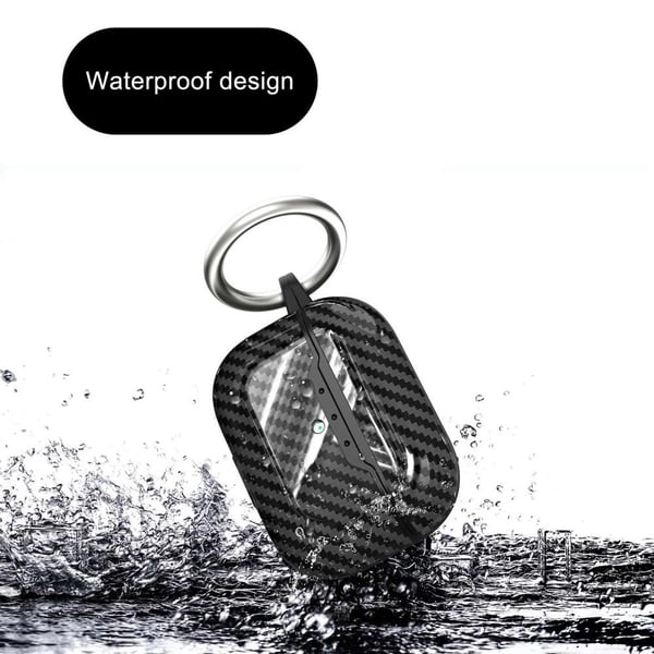 SKALO AirPods Pro 2 Carbon Fiber TPU Cover med nøglering - Sort