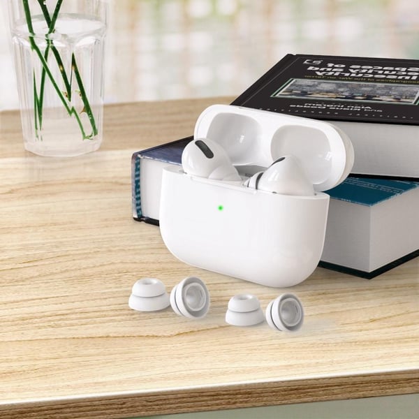 AHASTYLE AirPods Pro 1/2 silikone Ørepropper med dobbelt design S+M+L - Hvid