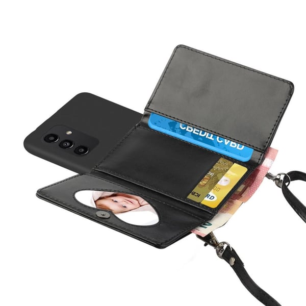 SKALO Samsung A14 4G/5G TPU Cover med Heart Wallet - Sort