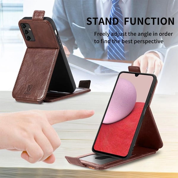 SKALO Samsung A14 4G/5G CASENEO Vertical Flip Cover - Brun