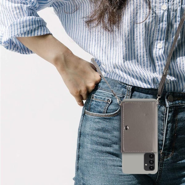SKALO Samsung A34 5G TPU Cover med Heart Wallet - Grå