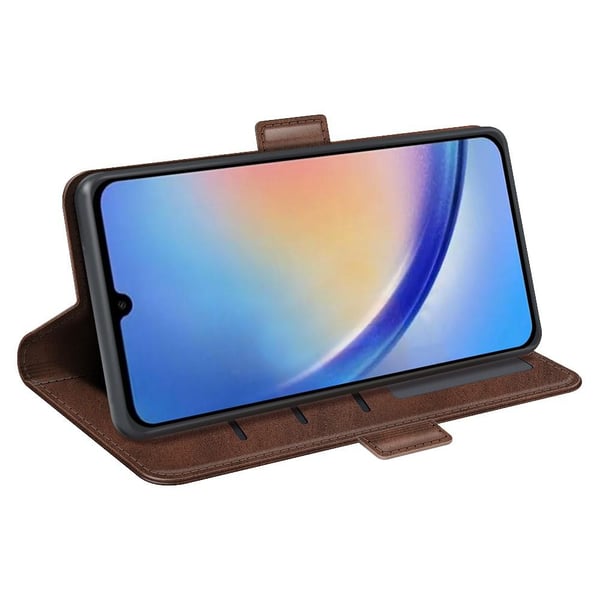 SKALO Samsung A34 5G Premium Wallet Flip Cover - Mørkebrun