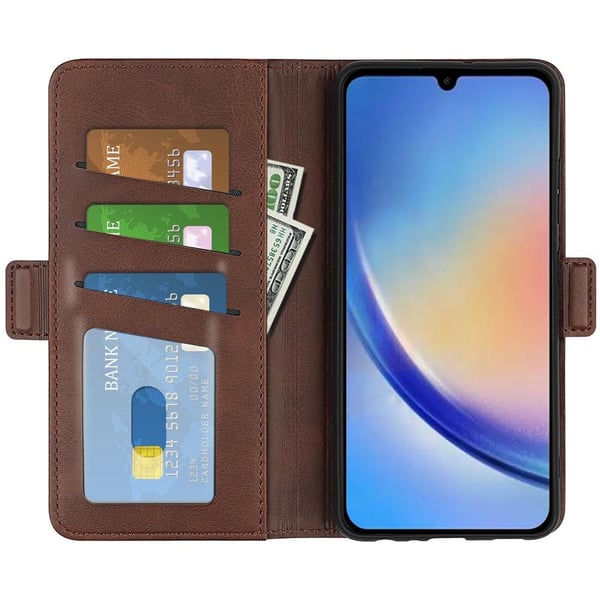 SKALO Samsung A34 5G Premium Wallet Flip Cover - Mørkebrun