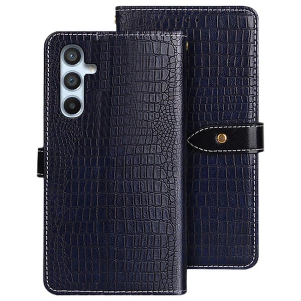 SKALO Samsung A54 5G Krokodille Flip Cover m. pung i PU-læder - Blå