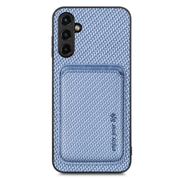 SKALO Samsung A54 5G Carbon Fiber Cover med kortholder - Blå