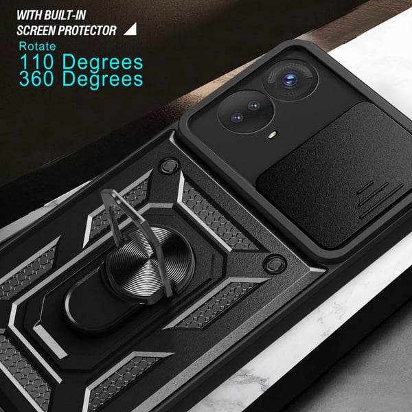 SKALO Motorola Moto G53 5G Armor Hybrid Metal Ring Camera Slider - Rød