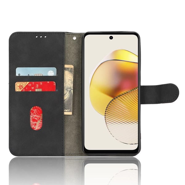 SKALO Motorola Moto G73 5G Matt PU-læderpungetui - Sort