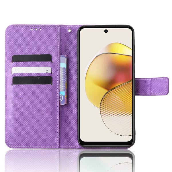 SKALO Motorola Moto G73 5G Premium Mini Rhombus Wallet Flip Cover - Lilla