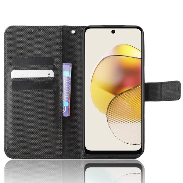 SKALO Motorola Moto G73 5G Premium Mini Rhombus Wallet Flip Cover - Sort