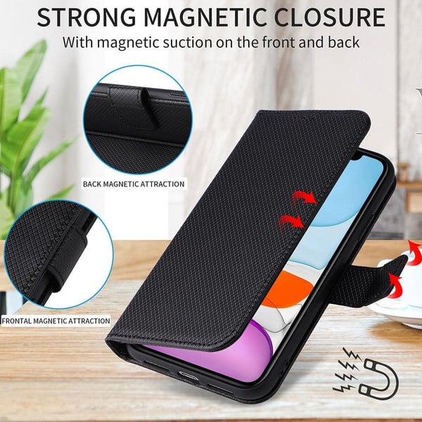 SKALO Motorola Moto G73 5G Premium Mini Rhombus Wallet Flip Cover - Sort
