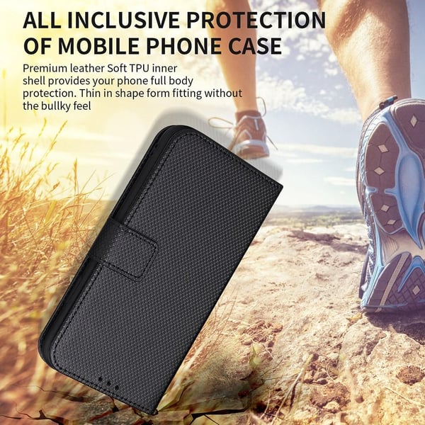 SKALO Motorola Moto G73 5G Premium Mini Rhombus Wallet Flip Cover - Sort