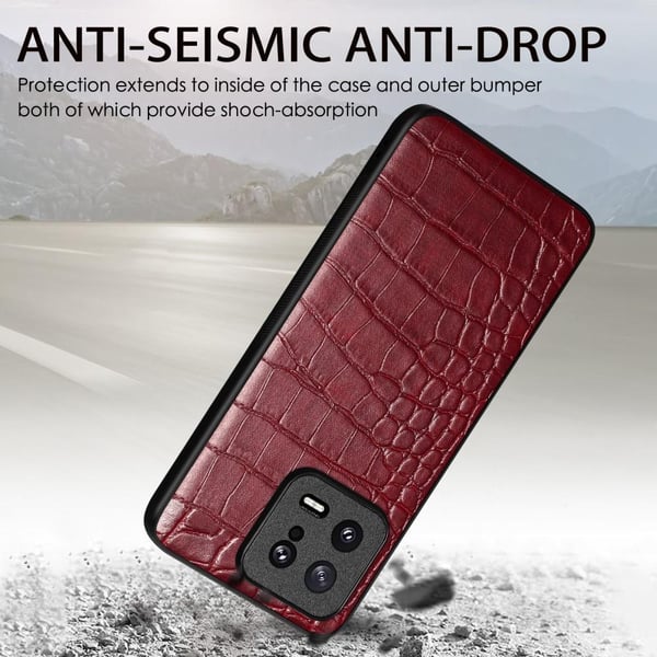 SKALO Xiaomi 13 Pro 5G Crocodile PU Leather Hybrid Cover - Brun