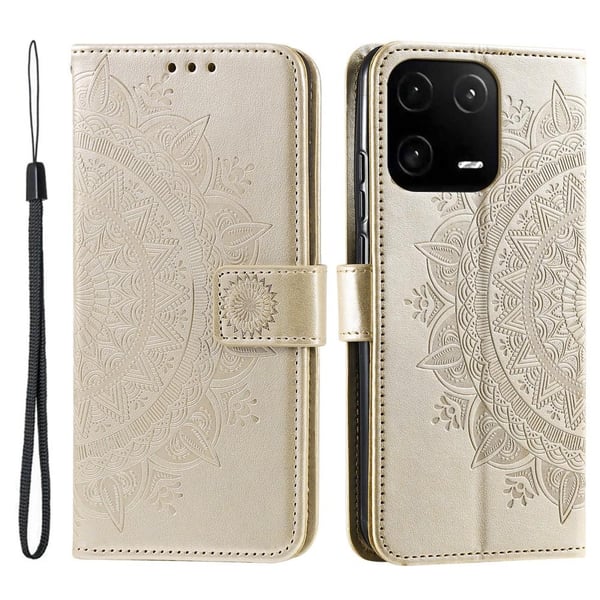 SKALO Xiaomi 13 Pro 5G Mandala Flip Cover - Guld