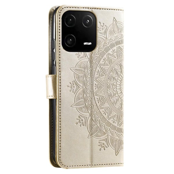 SKALO Xiaomi 13 Pro 5G Mandala Flip Cover - Guld
