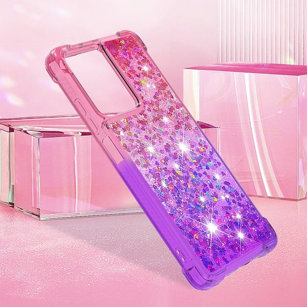 SKALO Xiaomi Redmi Note 12 Pro 5G Kvicksand Glitter Hjerter TPU Cover - Pink-Lilla