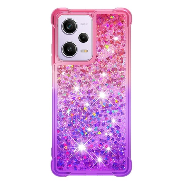 SKALO Xiaomi Redmi Note 12 Pro 5G Kvicksand Glitter Hjerter TPU Cover - Pink-Lilla