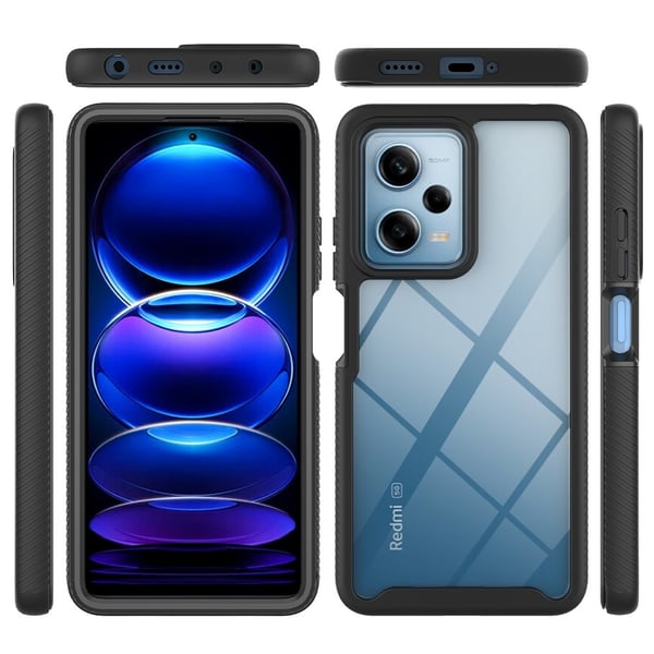 SKALO Xiaomi Redmi Note 12 Pro 5G Stødsikker Clear Hybrid Cover + Skaermbeskyttelse - Sort