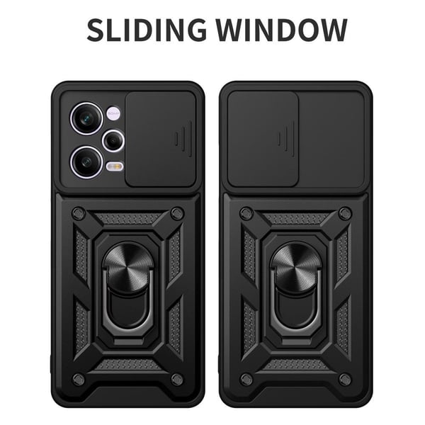 SKALO Xiaomi Redmi Note 12 Pro 5G Armor Hybrid Metal Ring Camera Slider - Sort