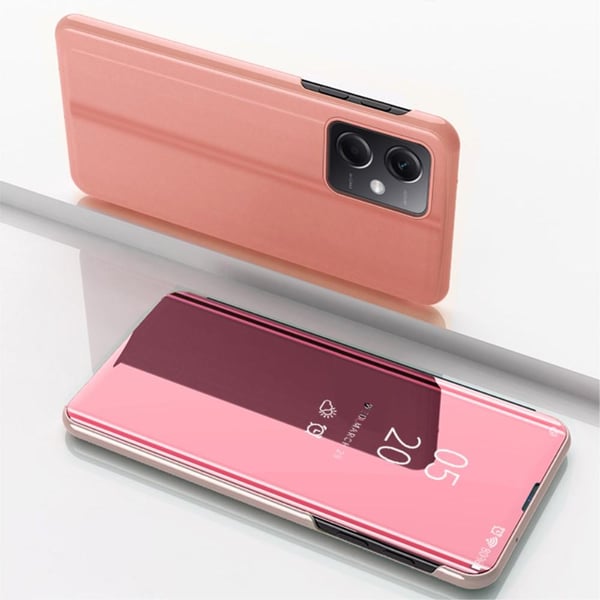 SKALO Xiaomi Redmi Note 12 Pro 5G Clear View Mirror Lompakko - Pinkki
