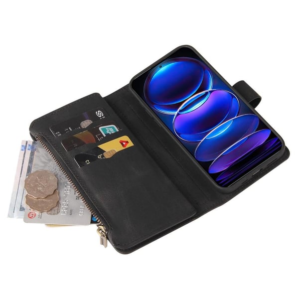 SKALO Xiaomi Redmi Note 12 Pro 5G Big Wallet 17-RUM Pungetui - Sort