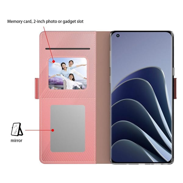 SKALO OnePlus Nord CE 3 Lite 5G Kortholder Mirror Flip Cover - Rosa guld
