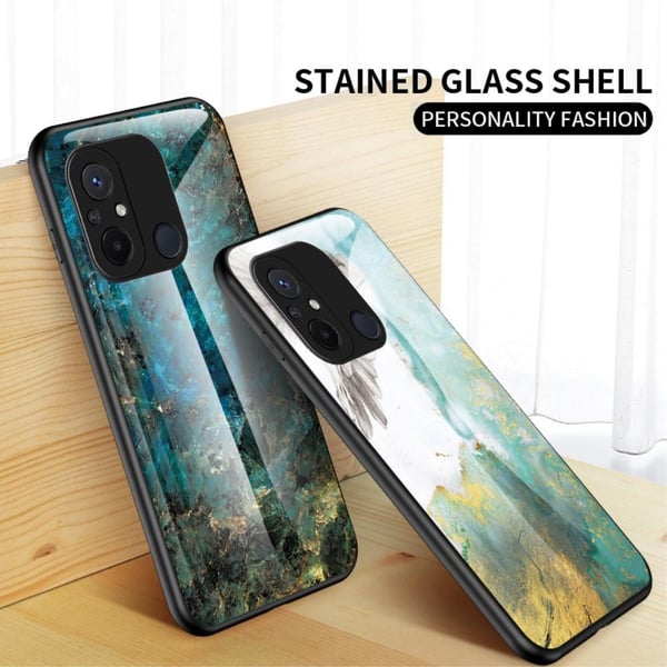 SKALO Xiaomi Redmi 12C 4G Marmor hærdet glas TPU Cover - #1