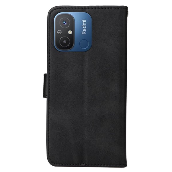 SKALO Xiaomi Redmi 12C 4G Lompakkokotelo PU-nahkaa - Musta