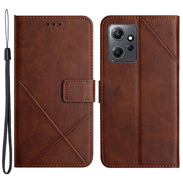 SKALO Xiaomi Redmi Note 12 4G PU læderpung med prægning - Brun SKALO Xiaomi Redmi Note 12 4G PU læderpung med prægning - Brun