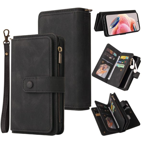 SKALO Xiaomi Redmi Note 12 4G Big Wallet 17-RUM Pungetui - Sort