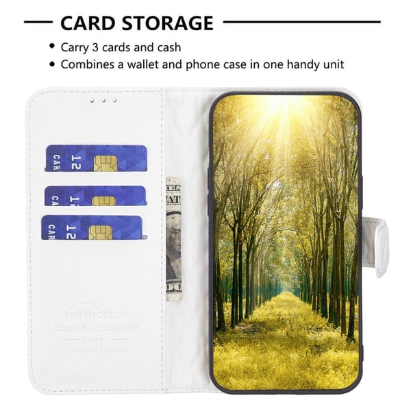 SKALO Motorola Moto G53 5G BINFEN COLOR Tikattu Lompakko - Valkoinen