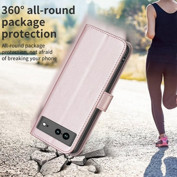 Google Pixel 7a BINFEN COLOR Præget Flip Cover - Rosa guld