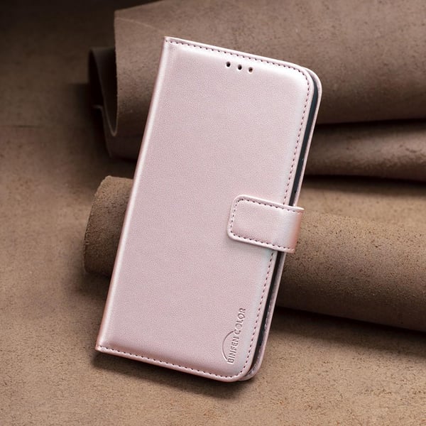 Google Pixel 7a BINFEN COLOR Præget Flip Cover - Rosa guld
