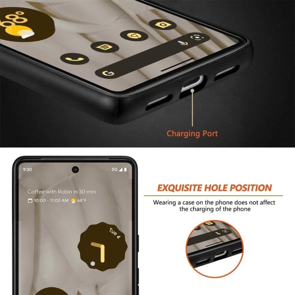 SKALO Google Pixel 7a Crocodile PU Leather Hybrid Cover - Brun