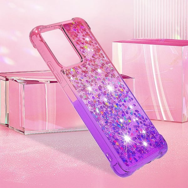 SKALO Xiaomi Redmi Note 12 5G Kvicksand Glitter Hjerter TPU Cover - Pink-Lilla
