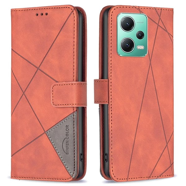 Xiaomi Redmi Note 12 5G BINFEN COLOR Præget Flip Cover - Brun