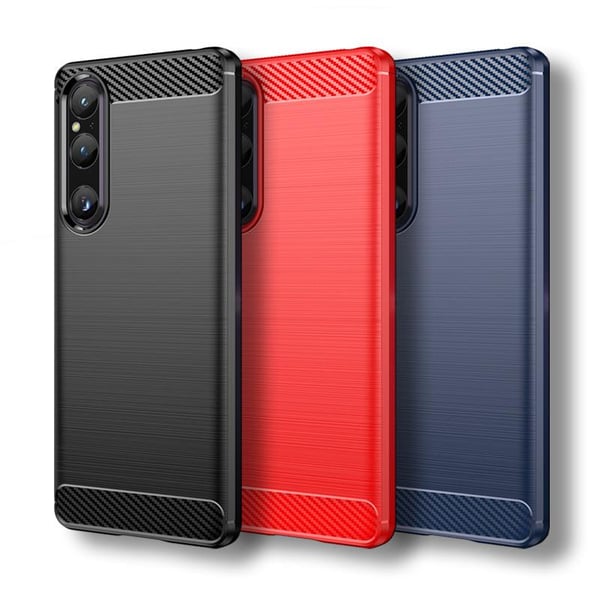 SKALO Sony Xperia 1 V Armor Carbon Stødsikker TPU-cover