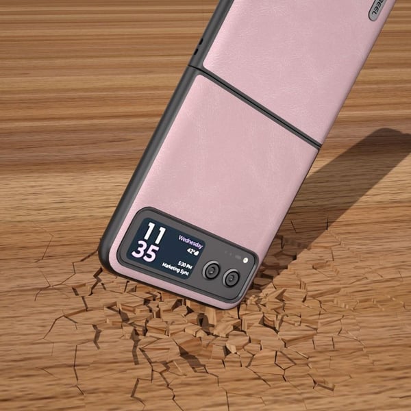 SKALO Motorola Razr 40 5G ABEEL PU læder Fold Cover - Pink