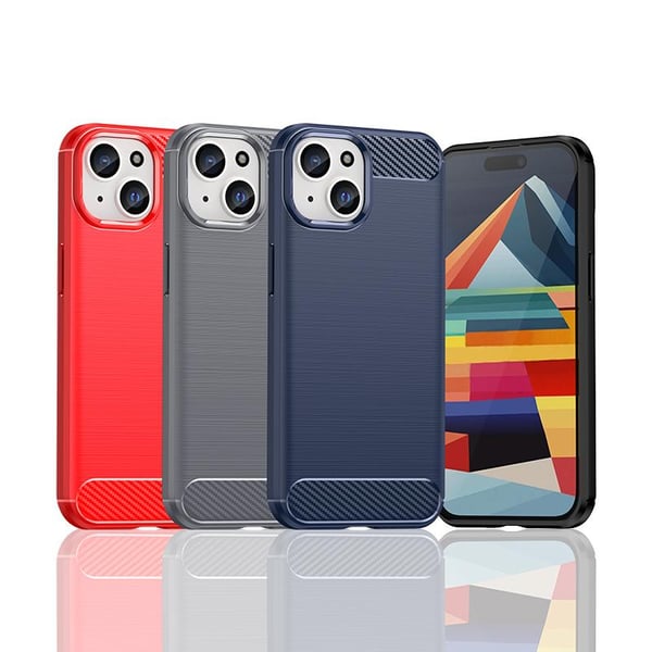 SKALO iPhone 15 Armor Carbon Stødsikker TPU-cover