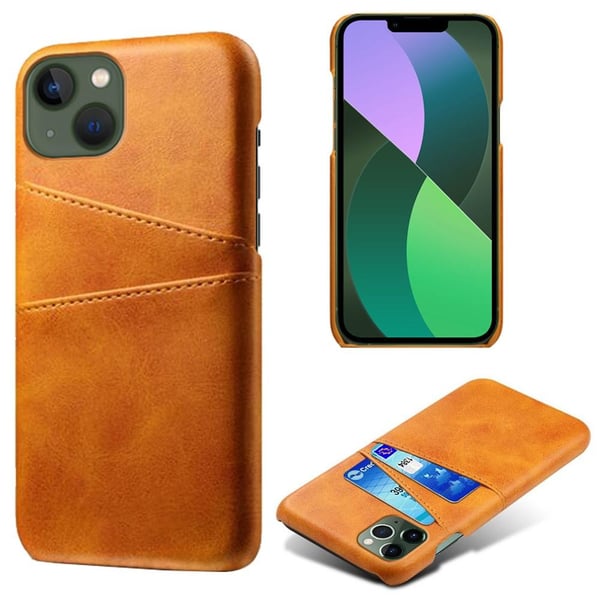SKALO iPhone 15 PU-læder Kortholder Cover - Lys brun