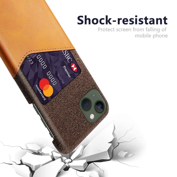 SKALO iPhone 15 Plus Premium PU læder kortholder Cover - Brun