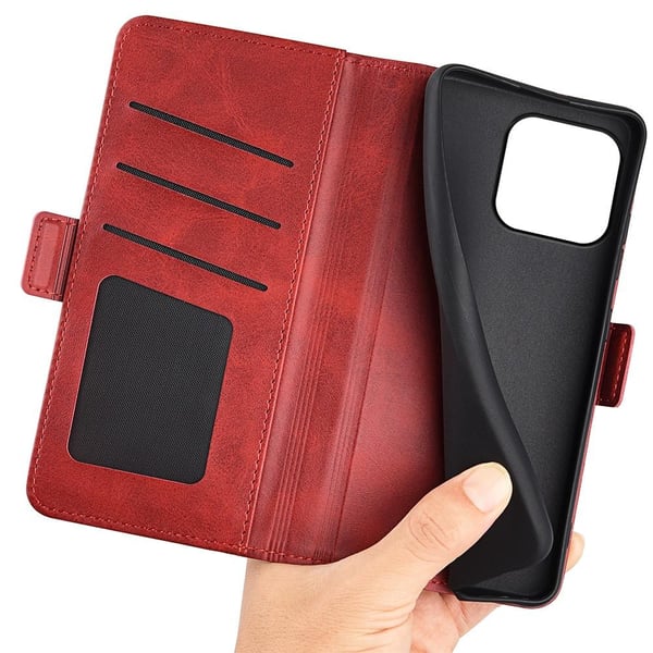 SKALO iPhone 15 Plus Premium Wallet Lompakkokotelo - Punainen
