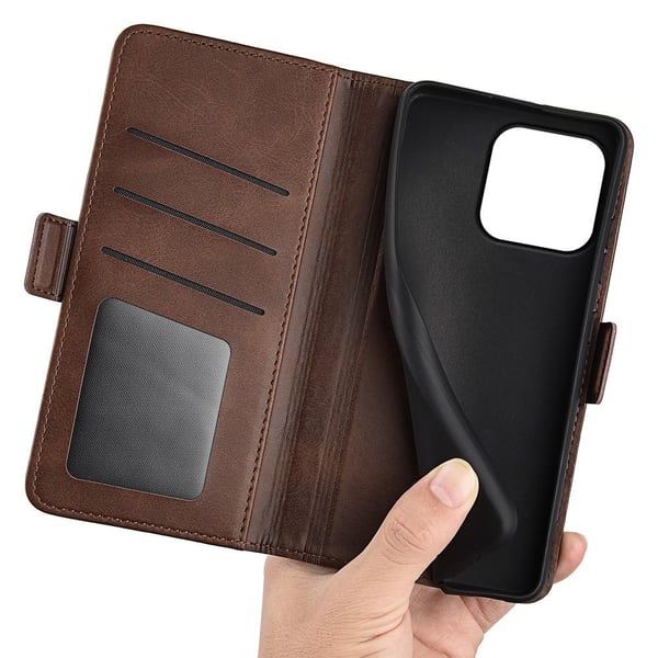 SKALO iPhone 15 Plus Premium Wallet Flip Cover - Brun