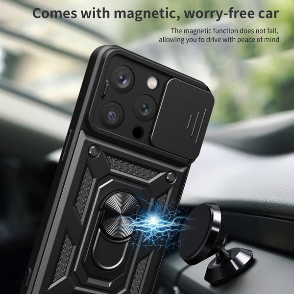 SKALO iPhone 15 Pro Armor Hybrid Metal Ring Camera Slider - Rosa guld