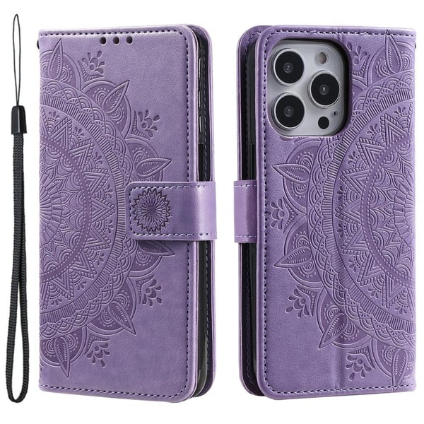 SKALO iPhone 15 Pro Mandala Flip Cover - Lilla