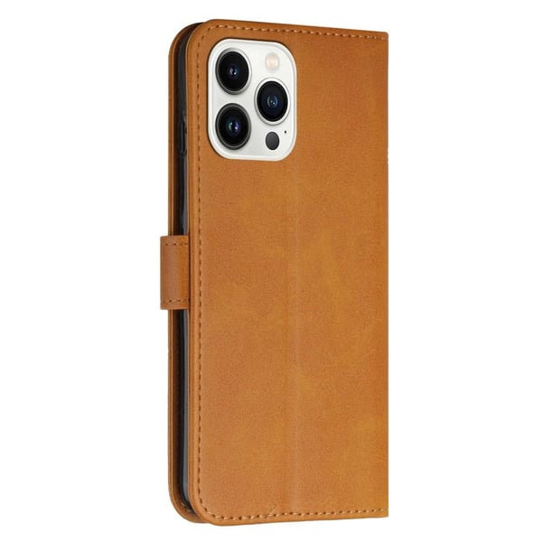 SKALO iPhone 15 Pro Embossed Triangle Flip Cover - Lys brun