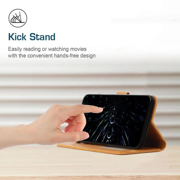 SKALO iPhone 15 Pro Embossed Triangle Flip Cover - Lys brun