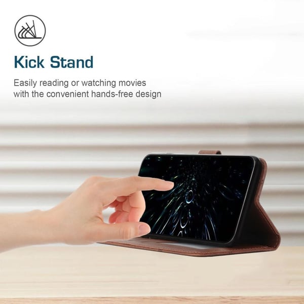 SKALO iPhone 15 Pro Embossed Triangle Flip Cover - Brun