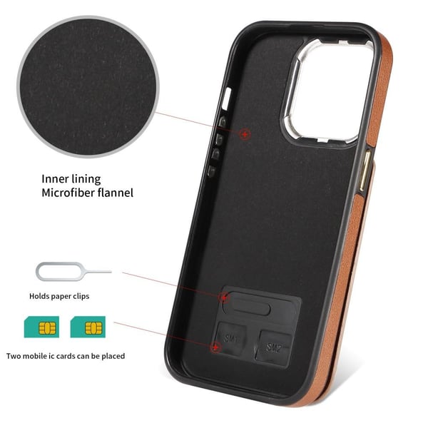 SKALO iPhone 15 Pro PU-læder Cover med Pung - Sort