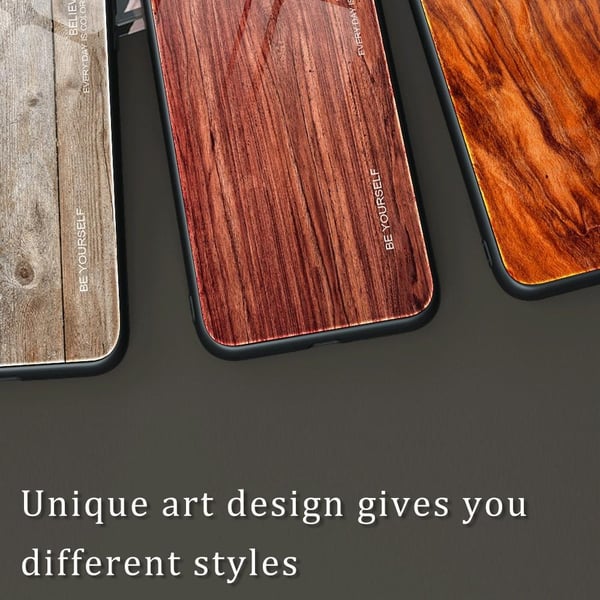 SKALO iPhone 15 Pro Max Wood hærdet glas TPU Cover - Grå