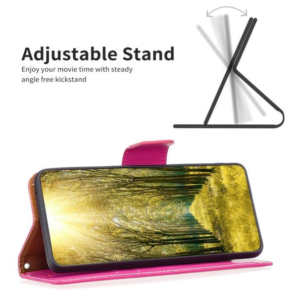 SKALO iPhone 15 Pro Max Litchi Flip Cover - Pink